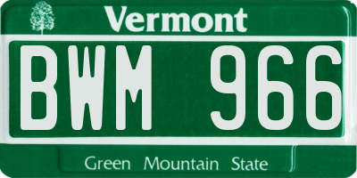 VT license plate BWM966