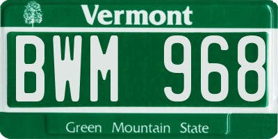 VT license plate BWM968