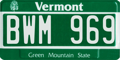 VT license plate BWM969