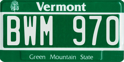 VT license plate BWM970