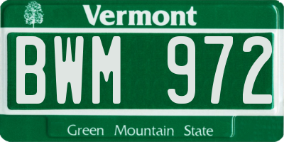 VT license plate BWM972