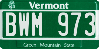 VT license plate BWM973