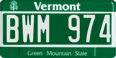 VT license plate BWM974