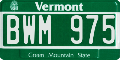 VT license plate BWM975