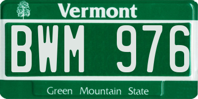 VT license plate BWM976