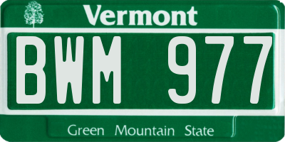 VT license plate BWM977