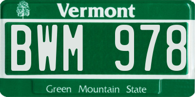 VT license plate BWM978