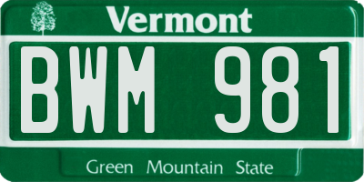 VT license plate BWM981