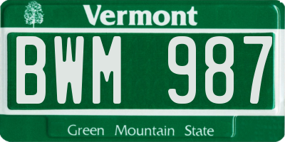 VT license plate BWM987