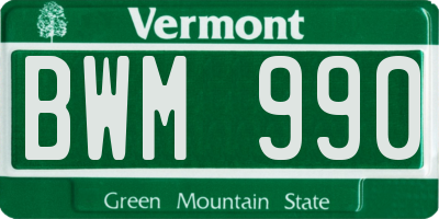 VT license plate BWM990