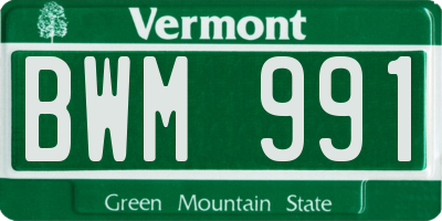 VT license plate BWM991