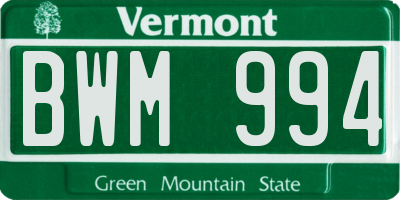 VT license plate BWM994