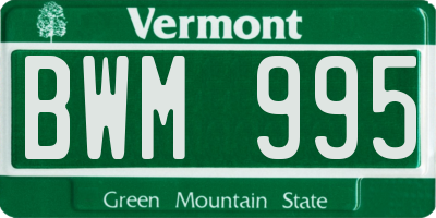 VT license plate BWM995