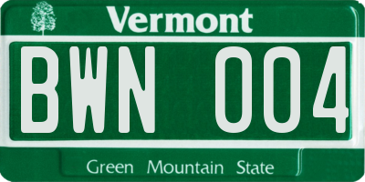 VT license plate BWN004