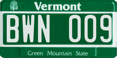 VT license plate BWN009