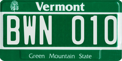VT license plate BWN010