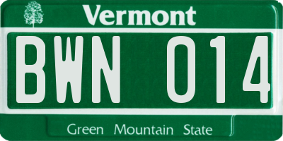 VT license plate BWN014