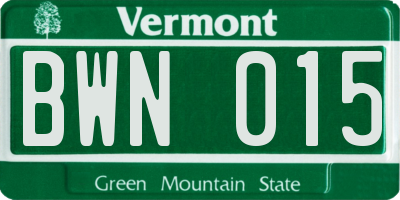 VT license plate BWN015