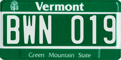 VT license plate BWN019