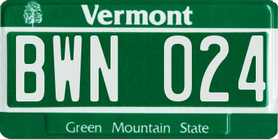 VT license plate BWN024