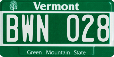 VT license plate BWN028