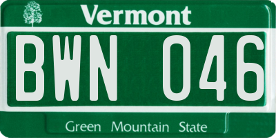 VT license plate BWN046