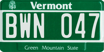 VT license plate BWN047