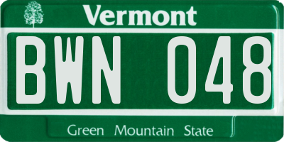 VT license plate BWN048