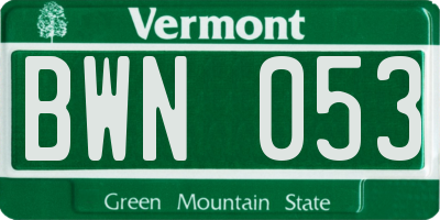VT license plate BWN053