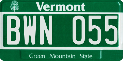 VT license plate BWN055
