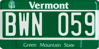 VT license plate BWN059