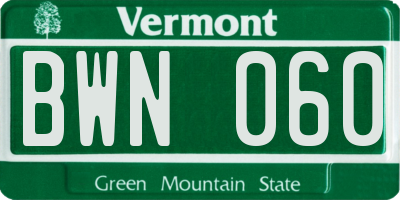 VT license plate BWN060
