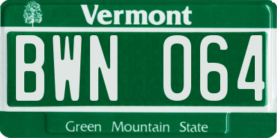 VT license plate BWN064