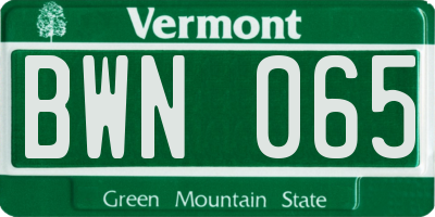 VT license plate BWN065