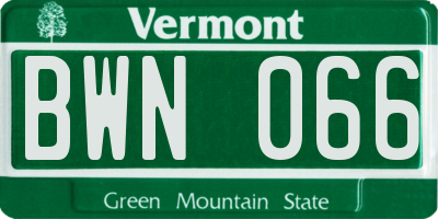 VT license plate BWN066
