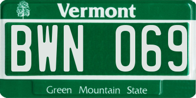 VT license plate BWN069