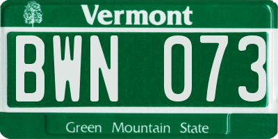 VT license plate BWN073