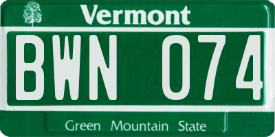 VT license plate BWN074
