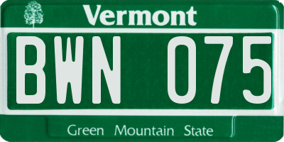VT license plate BWN075