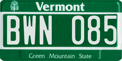 VT license plate BWN085