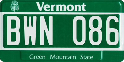 VT license plate BWN086