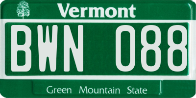 VT license plate BWN088