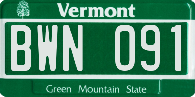 VT license plate BWN091