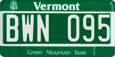 VT license plate BWN095