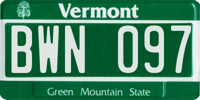 VT license plate BWN097