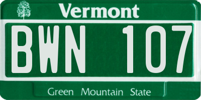 VT license plate BWN107