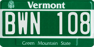 VT license plate BWN108