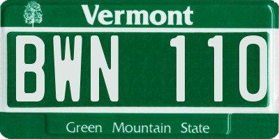 VT license plate BWN110