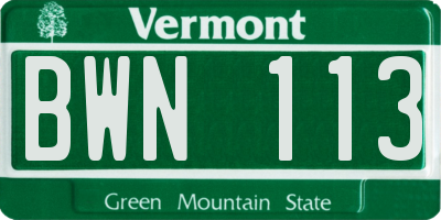 VT license plate BWN113