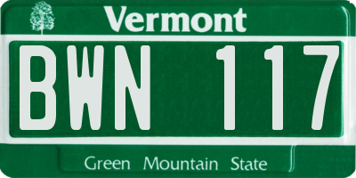 VT license plate BWN117